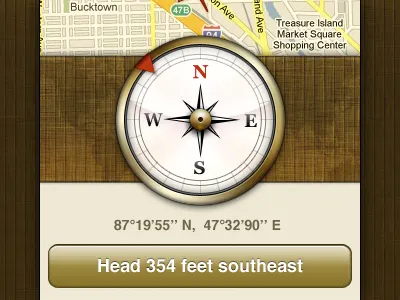 Compass brown iphone map ui yellow
