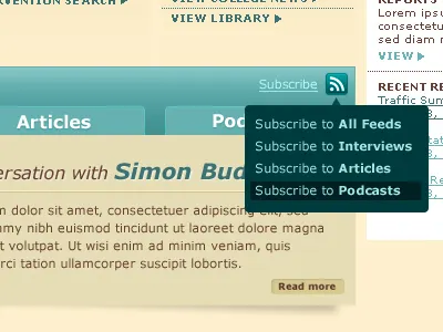 Recent Content 2 tabs ui