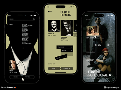 Cinematic - Movie Streaming Mobile App actors app cast cinema concept design drama episodes mobile movie movie genres playlist series streaming tv shows ui ux video visual watchlist