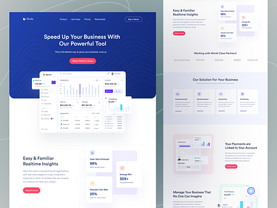 Fintech SaaS Landing Page b2b product dashboard fintech fintech landing page landing page ui one page platform product saas landing page saas partners saas product saas product management saas productivity saas web design task management tools ui ux design uiux design agency web design website design