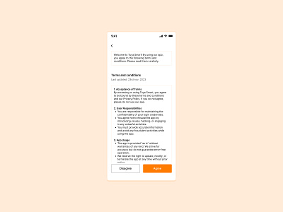 A screen asking user consent for T&Cs app design figma graphic design ui ux