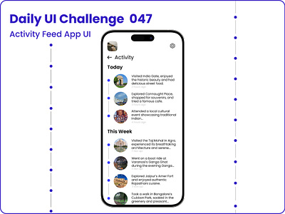 Challenge #047 - Activity Feed UI | Daily UI activityfeed appinterface cleandesign creativedesign dailyui designchallenge feeddesign inspirationapp minimalui mobileappdesign mobileui modernui socialappui timelineui travelui travelupdates uidesign uiinspiration userexperience uxdesign