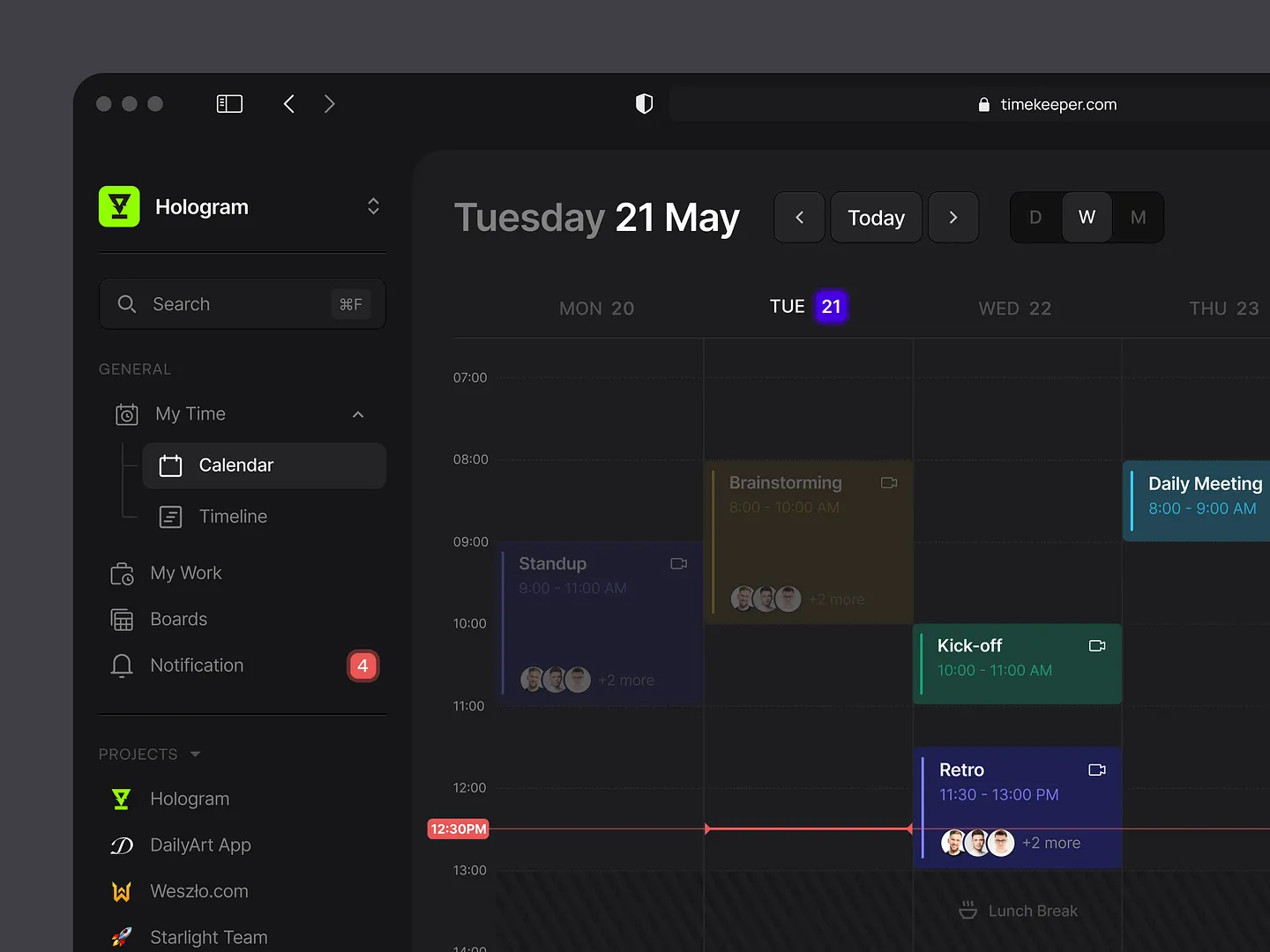 Modern Calendar View Design for Enhanced Productivity