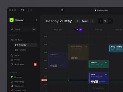 Calendar Dashboard agenda calendar call clean dark mode dashboard date date picker desktop meeting productivity project managment saas schedule task task managment time ui ux web app