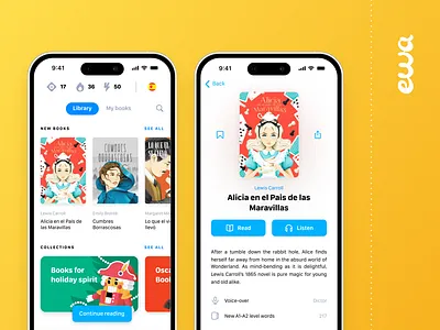 EWA Learn Languages - Library app book catalog education ios iphone library ui ux