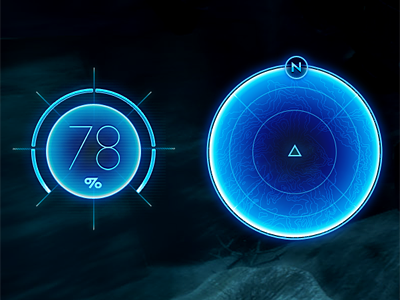 Game UI black blue dark futuristic game hud underwater