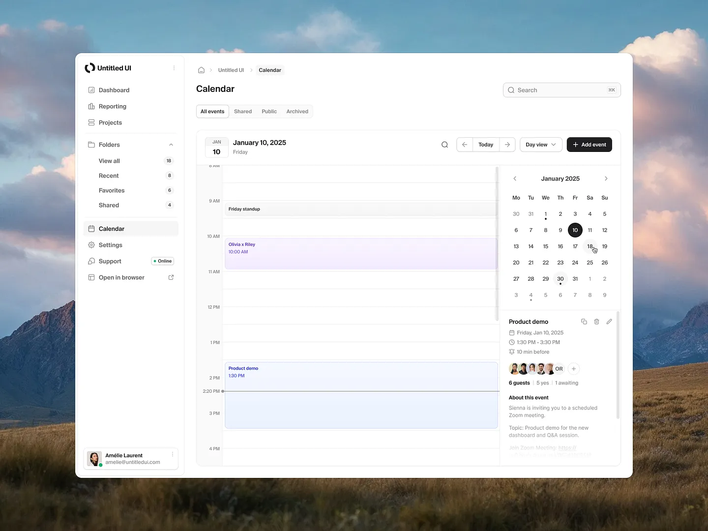 Modern Calendar View Design for Enhanced Productivity