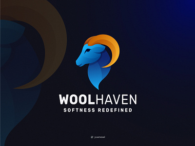 WOOLHAVEN Creative Sheep Logo Design animal branding colorful design emblem farm gradient horns icon illustration logo design mark mascot mutton ram sheep simple sports vector wool