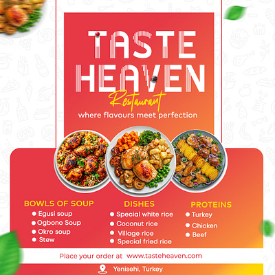 Social media design for Taste heaven restaurant i've worked on. graphic design poster design social media design social media post