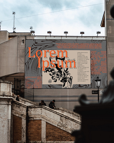 LOREM IPSUM abstract art advretsing art billboard branding graphic design grey billboard illustration literature lorem ipsum orange text people typography