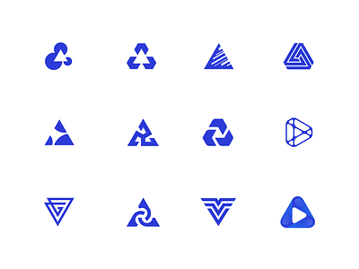 Triangular logo collection abstract branding dynamic geometry graphic design icon illustration logo mark minimalist modern monogram move play print pyramid simple symbol tech triangle