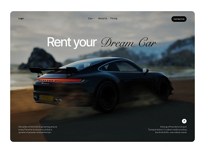 Rent Car UI Design car design drive driving hero hero section porsche porsche 911 rent car ui uiux ux