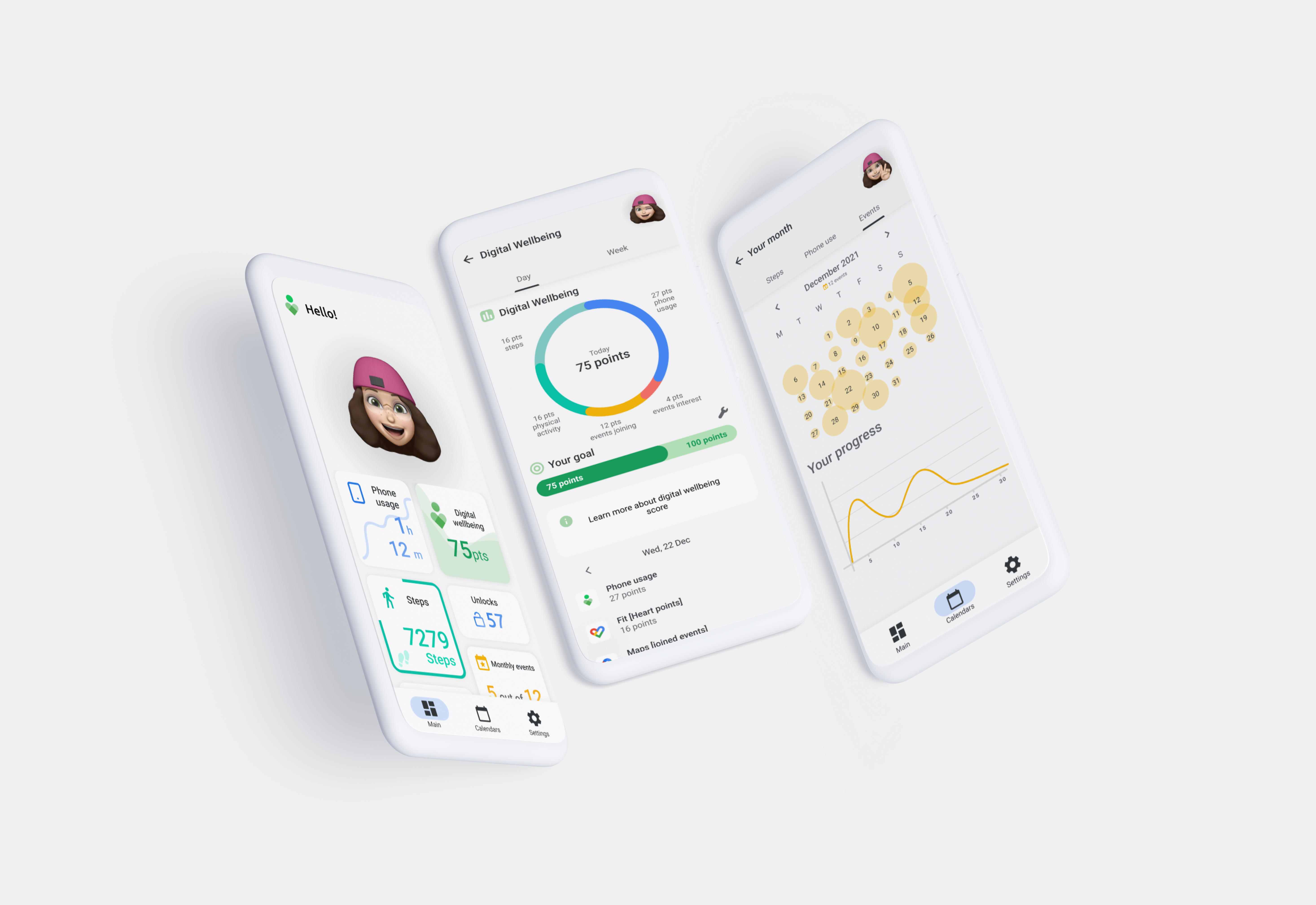 Digital wellbeing redesign graphic design ui