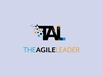 The Agile Leader Logo black blue bold brand brand design brand identity branding design font graphic design lettering letters light gray logo orange pixelated sans serif text type typography