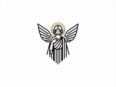 Graceful Angel Logo angel branding charity church design emblem graceful heaven identity illustration lines logo mark minimalist purity religion spiritual symbol vector wings