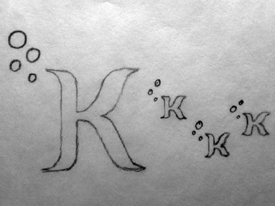 Initial sketch for new logo bubbles concept koibot logo sketch typography