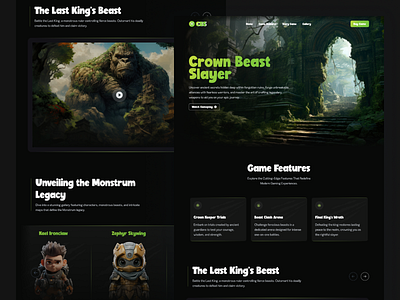 Crown Beast Slayer - Promotion Game Landing Page 🎮 clean ui design creative landing page dark mode dark theme design fantasy game ui game interface design game landing page game ui design landing page concept microinteraction design modern ui design promotion landing page promotion page design responsive web design ui animation ui trends 2025 uiux design ux interaction visual storytelling web design inspiration