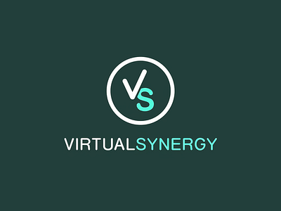 VirtualSynergy Logo brand brand identity branding circle design graphic design icon letter letters logo logo design ovelapping synergy teal text type typography virtual vs white