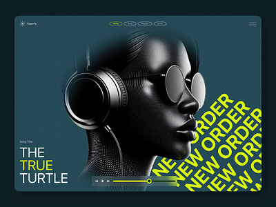 CopperFly | Musical Website UI brutalism green hero section landing page design landing website monotone music app music website music website design musical background musical hero design musical landing page neo brutalism product design song list user experience user interface