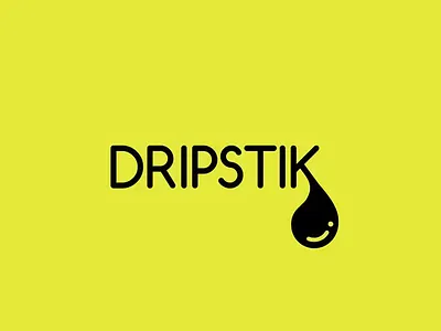 Dripstik Logo black bold brand brand identity branding design drip drop font graphic graphic design logo logo design solid yellow teadrop tear text texting type typography