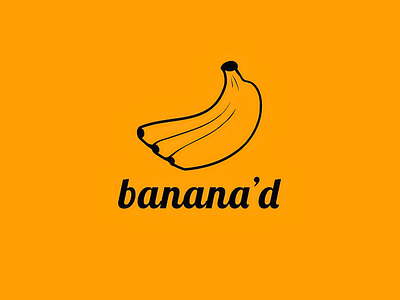 banana'd Logo black text bold brand brand desigrn brand idebtetiy brand identity branding cursive design drawing food fruit graphic design logo logo design logo mark orange text type typography