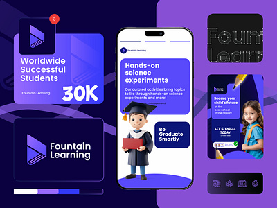 Fountain Learning | Branding For E-Learning Platform bento brand guidelines brand identity brand identity design branding e learning edtech education education branding educationdesign graphic design icon learning logo logo mark logotype modernlogo smart learning visual identity