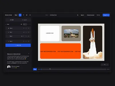 MotionGrids.com - Bento style animation editor animation tool animator bento bentogrid design tool editor