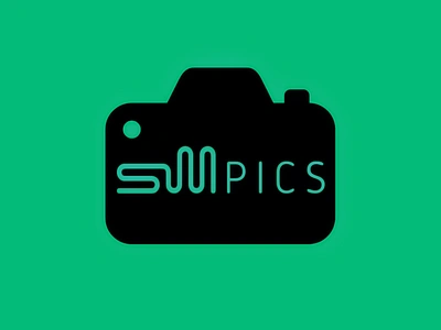 SMPics Logo black brand design brand identity brand identity design branding design green logo logo design logo mark medium photography picture solid stylized teal text type typography visual identity