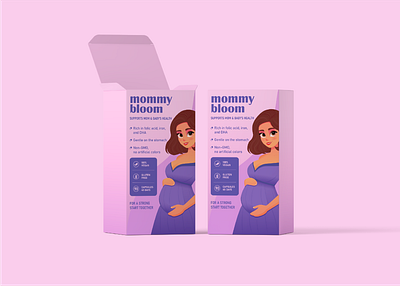 Prenatal Vitamin Packaging Design | Cartoon Character brand indentity branding cartoon character cartoon style design energy graphic design illustration package packaging design pregnant prenatal vitamin vector vegan vitamins