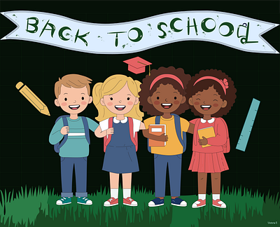 School Kids Illustration illustration