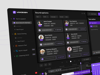 VOICEGEN AI Powered Voice Editor ai ai app app design dark mode darkmode editor sound voice