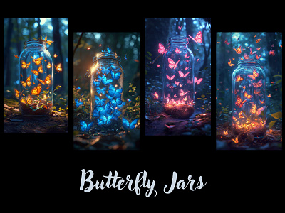 Butterfly Jars ai ai art art butterflies butterfly jar dark forest flying forest freedom glowing magical