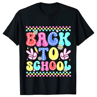 Back to School groovy dot t-shirt design.