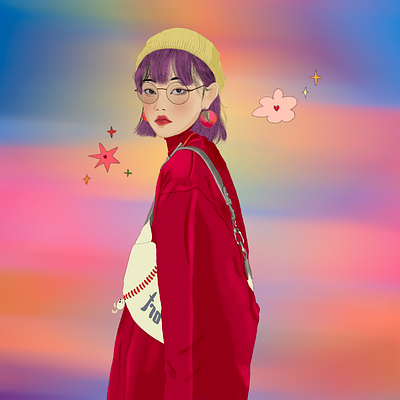 A burst of color in motion illustration motion blur portrait illustration procreate