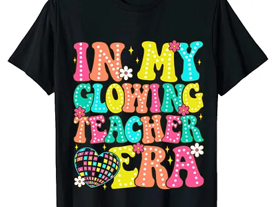 In my glowing teacher era school groovy t-shirt design. branding logo