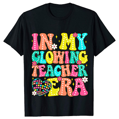 In my glowing teacher era school groovy t-shirt design. branding logo