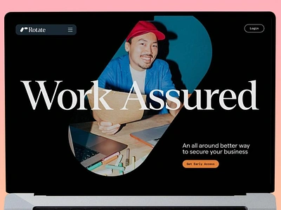 Work Assured Landing Page Design bold brand identity branding design graphic design headline interface landing page layout lettering logo logo design text typeface typing typography visual identity web web design white text