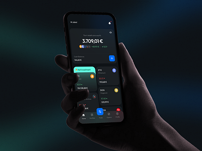 Cryptocurrency & Stock Investment App app crypto dark design investment minimal mobile ui ux wallet