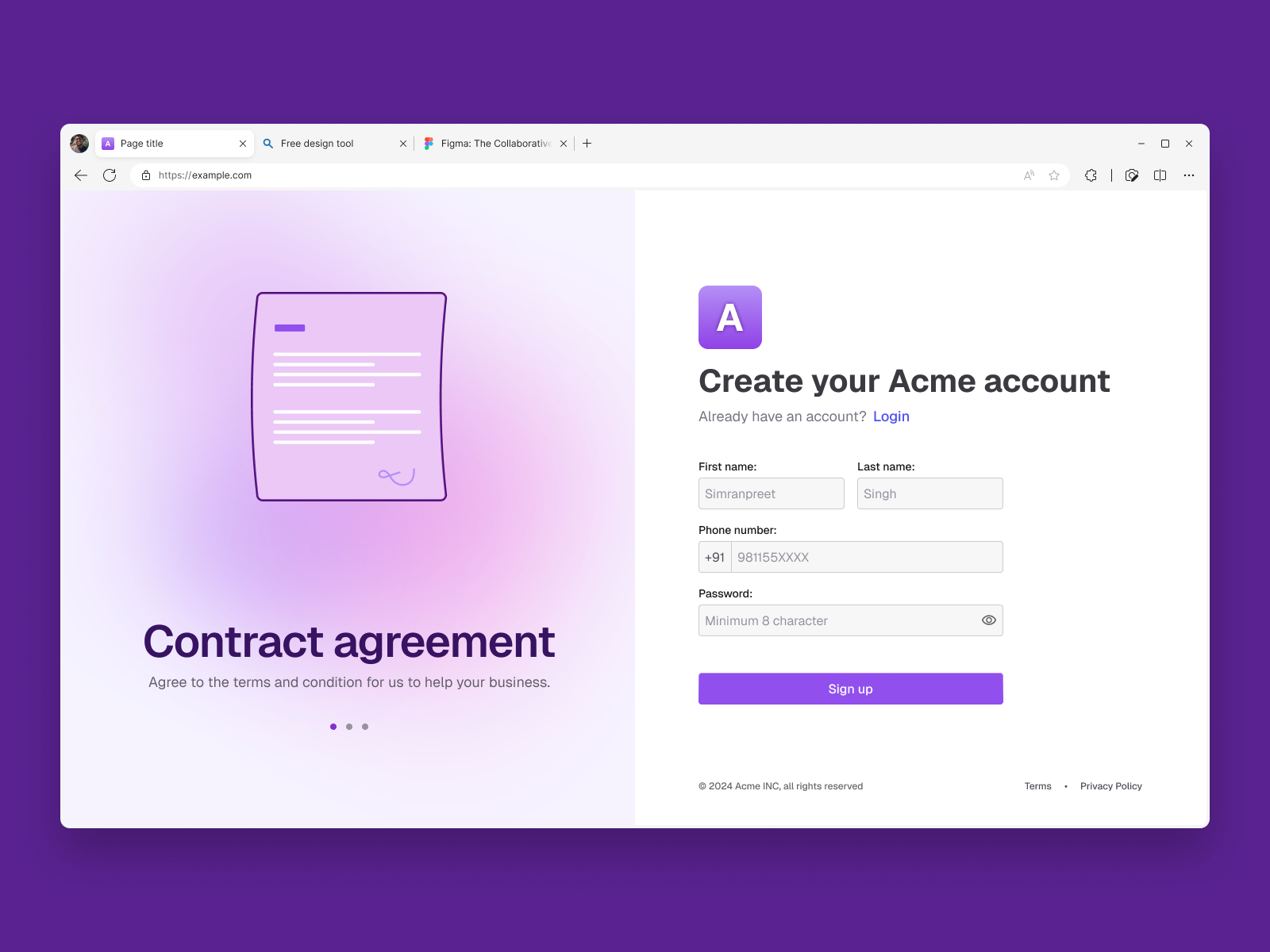 Sign up form b2b erp figma fintech form freelance prototype redesign saas sign up ui ux design