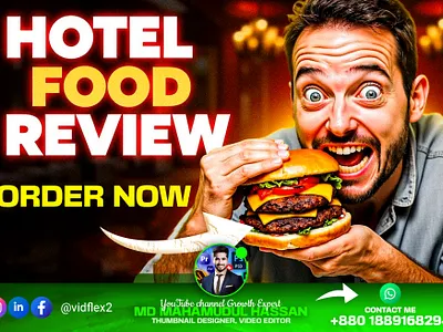 Hotel Food Review YouTube Video Thumbnail Design Idea hotel food vlog