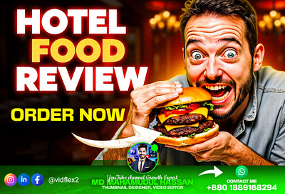 Hotel Food Review YouTube Video Thumbnail Design Idea hotel food vlog