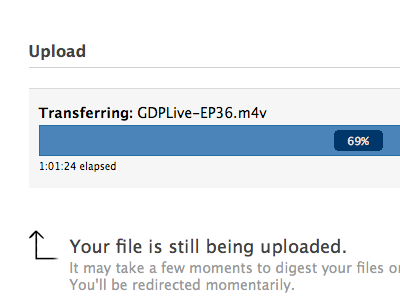 Uploading blip elapsed progress time uploading video