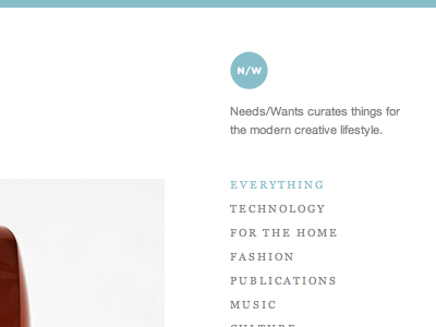 Needs/Wants Update blue logo navigation sidebar