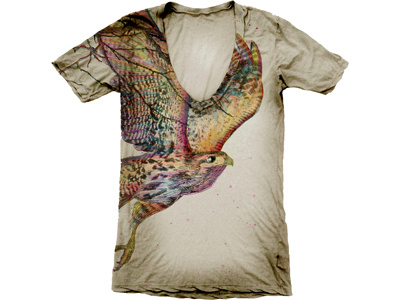 Hawk05 400x300 etching fashion illustration t shirt watercolor wildlife