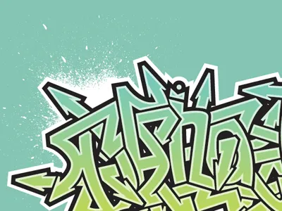 Danger graffiti green outline splatter