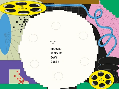 Illustration for Home Movie Day 2024 amateur cinema analog archive branding colorfull design film flat footage homemovieday identity illustration movie screening nostalgia playful poster restoration spooler vector vernacular