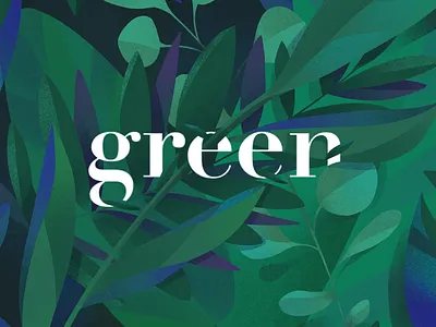 Green editorial illustration flat greens illustration minimal plants