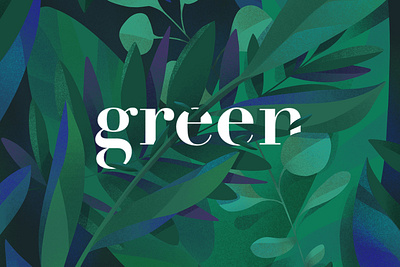 Green editorial illustration flat greens illustration minimal plants