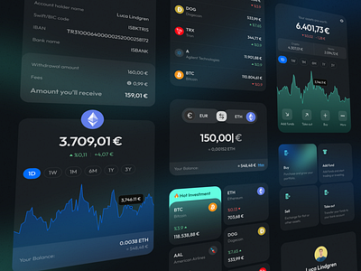 Investment App - Widgets & UI Components app chart component dark design design system investment minimal ui ux wallet web