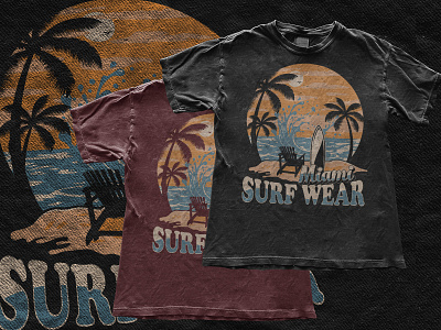 Miami Surf Beach Custom T Shirt graphic design hand drawing logo t shirt design vector vector drawing